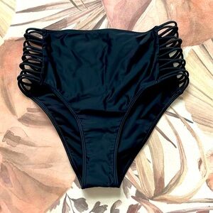Hollister Cheeky High Waister Black Bikini Bottoms